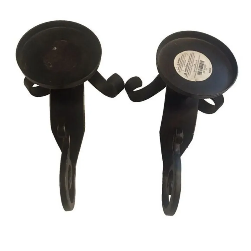 PIER 1 RUSTIC SCROLL PILLAR‎ CANDLE HOLDERS HEAVY DUTY METAL SET OF TWO